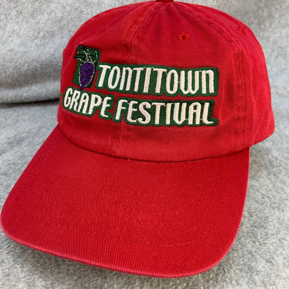 Tontitown Grape Festival Unisex Red KOOZIE Hat Adjustable Strap OSFM